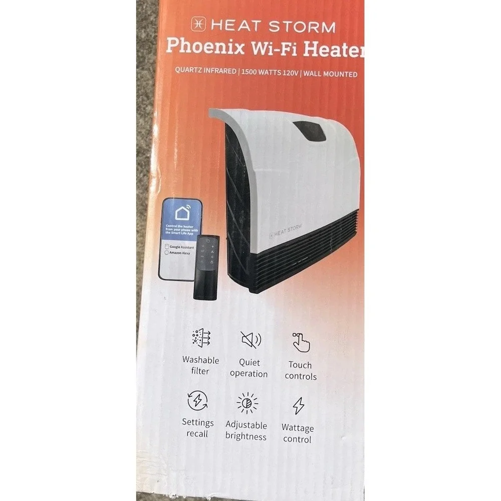 HEAT STORM 1500W Phoenix WiFi Infrared Wall Unit Wi-Fi Smart Heater in White